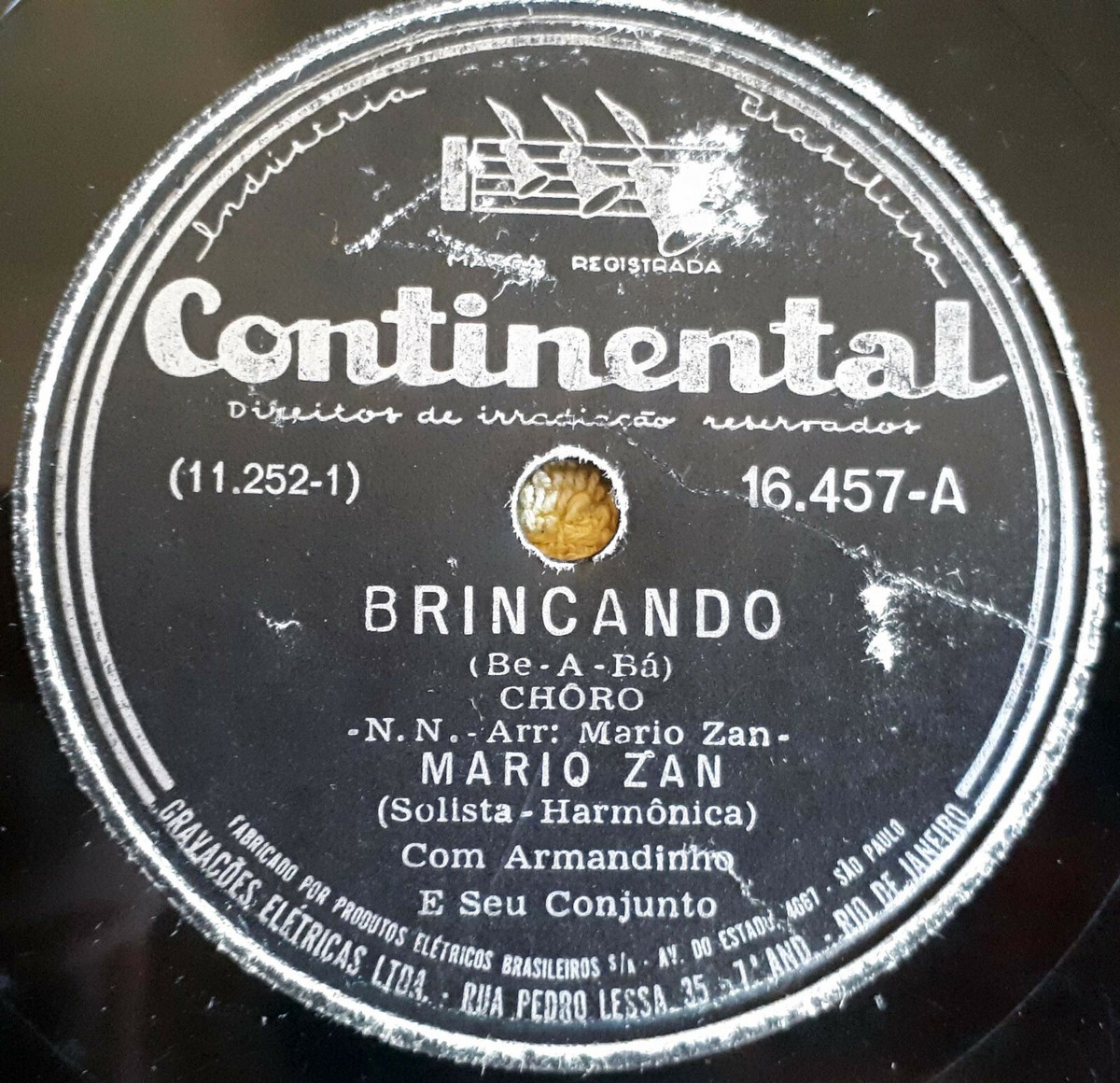 MARIO ZAN Continental 16457 BRAZIL CHORO ACCORDION 78 RPM