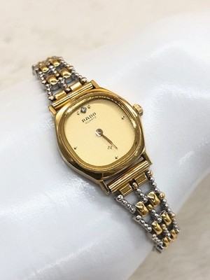 Diamond RADO Ladies Bracelet Watch Quartz Gold Silver Tone Elegant Japan DDP