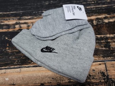Nike 2-Piece Beanie Hat/Mitten Gloves Gray/Black Boy 2/4T 7A2961-042