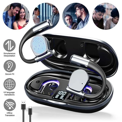 MARKENLOS AI Übersetzer Kopfhörer Bluetooth Sprachübersetzer Echtzeit Übersetzer Ohrhörer