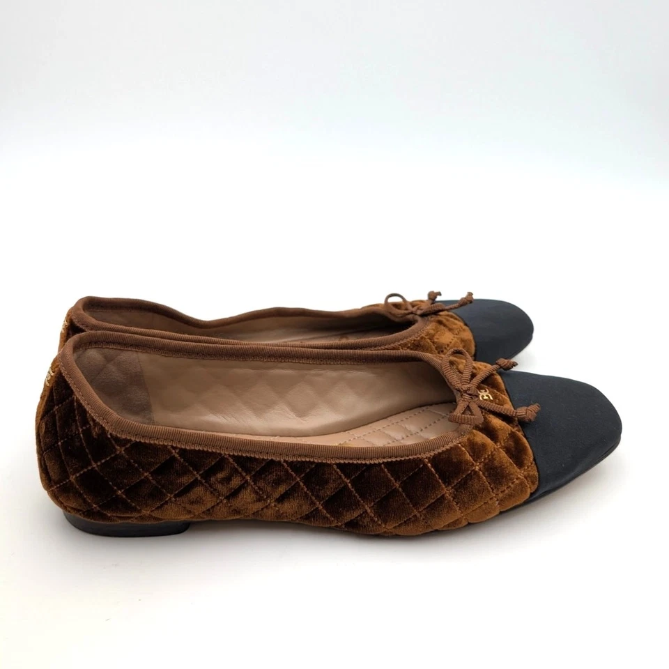 Sam Edelman Marilyn Puntera Ballet Plana Para Mujer Especiado Camel/Negro Talla US8 EU39 Foto 3 de 4