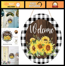 Spring Welcome Sign for Front Door - Sunflower Wooden Wall Decor, Indoor/Outdoor