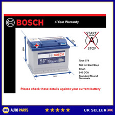 Battery fits BUICK CENTURY SKYLARK 2.8 3.3 5.7D 78 to 91 Bosch 078 540A 60Ah New