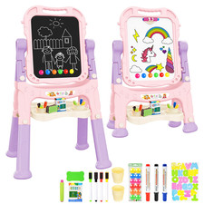 Ylovetoys Kids Art Easel Adjustable Drawing Whiteboard Chalk Board Double Sided