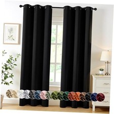 out Curtains for Bedroom Living Room 84 Inches 40"W x 84"L Pack of 2 Black