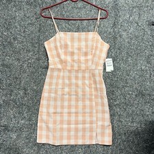 BP Dress Women M Pink Plaid Zipper Sleeveless Lightweight Light Summer 