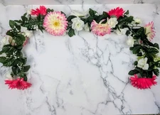 4 Foot White PinkFloral Garland Artificial Flowers