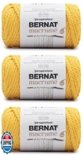 Bernat Macrame Yarn - 3 Pack of 250g/8.8oz - Cotton - #6 Super Bulky - Knitti