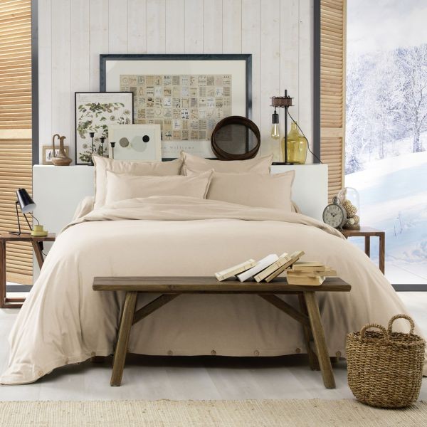 Housse de couette 220x240 flanelle de coton sable parure de lit hiver chaude