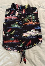 Vintage Jams World Cruising Hawaiian Shirt Woman  s Medium USA Made Tie Front