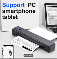 D810 Portable Mini Thermal Printer Bluetooth Wireless iOS Latop + 10 A4Paper