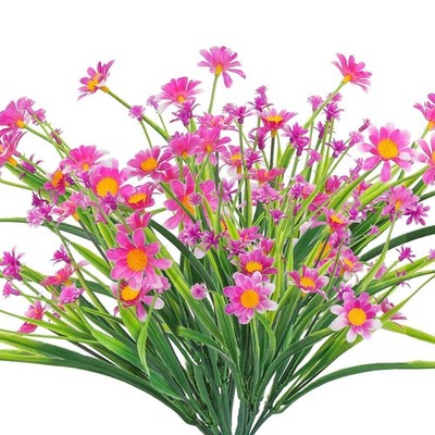 1/2/5 Bundles Artificial Daisies Plastic Flowers Outdoor UV Resistant Fake Daisy