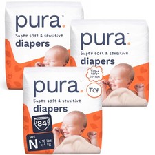 Newborn Baby Diapers Size N Up to 10 lbs , 3 Pack 84 Hypoallergenic Diapers...