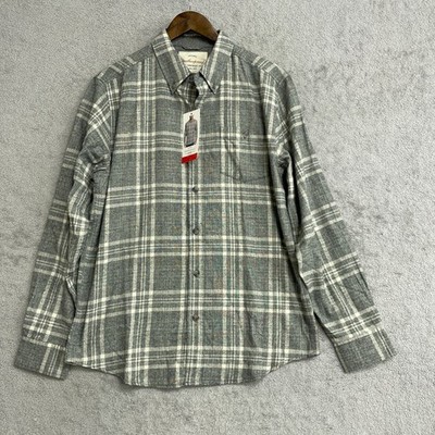 NEW Weatherproof Vintage Men's Size M Gray Plaid Button-Up Flannel Shirt