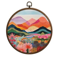 Mountain Boho Wall Decor, Colorful Round Artwork for Wall, Abstract Colorful ...