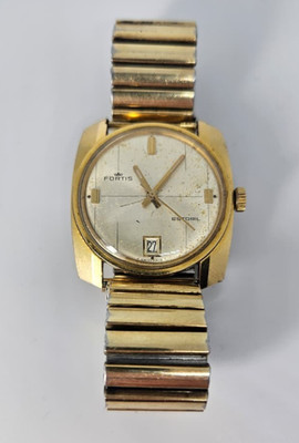 1970s Men's Fortis Skylark Automatic Swiss Made 21 Jewel Gold Plated 37 mm Watch