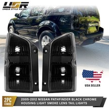 Light Smoke Lens Black Chrome Housing Tail Light Lr For 05-12 Nissan Pathfinder