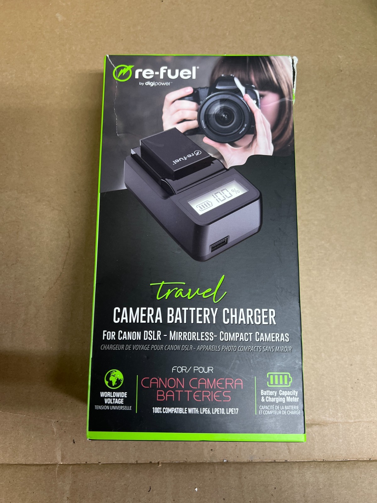 Re-Fuel by DIGIPOWER Travel Camera Battery Charger for DSLR Canon Nikon Sony