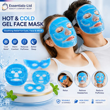 REUSABLE GEL EYE MASK HOT COLD THERAPY PUFFY EYES MIGRAINE SLEEP RELIEF BLUE Uk 