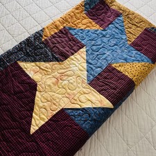 Handmade Patchwork Star Quilt 70 x 70 NEW Bright Modern Colors.