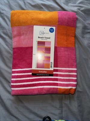 Mainstays Multicolor Beach Towel-NEW-60 IN X 30 IN - Pinks And Orange