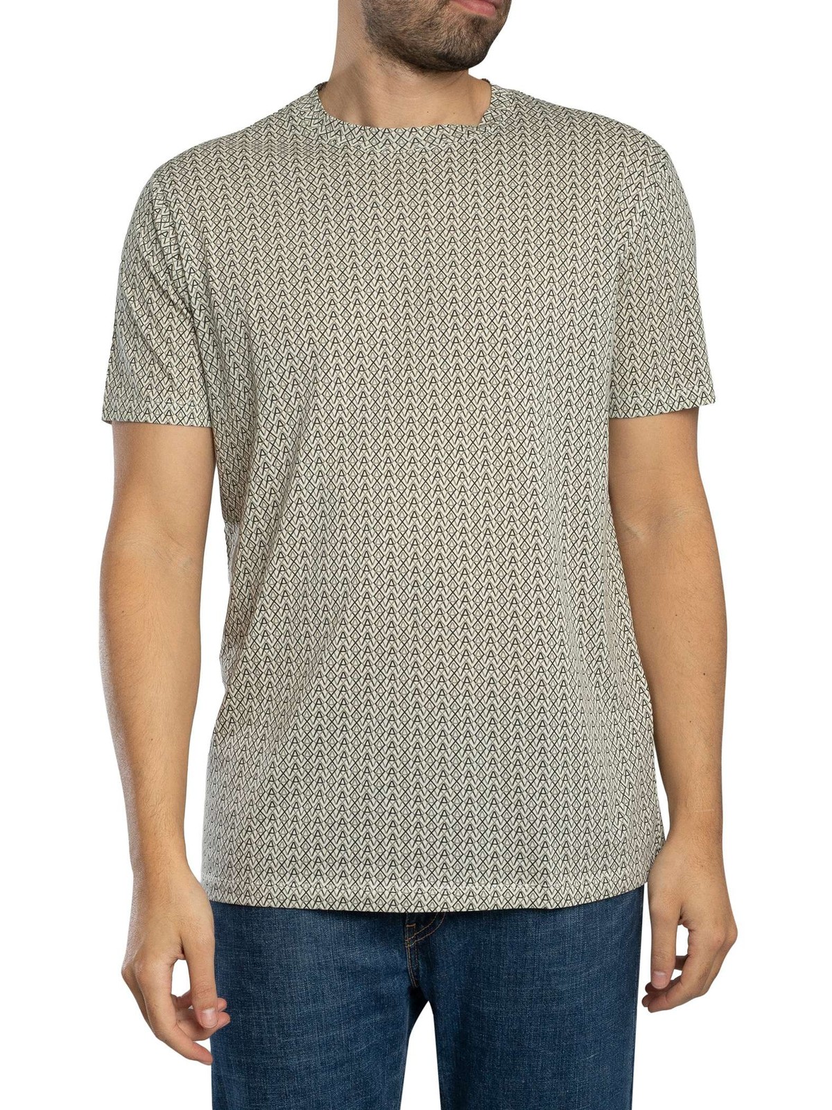 Armani Exchange Brand All Over T-Shirt, Cream - L