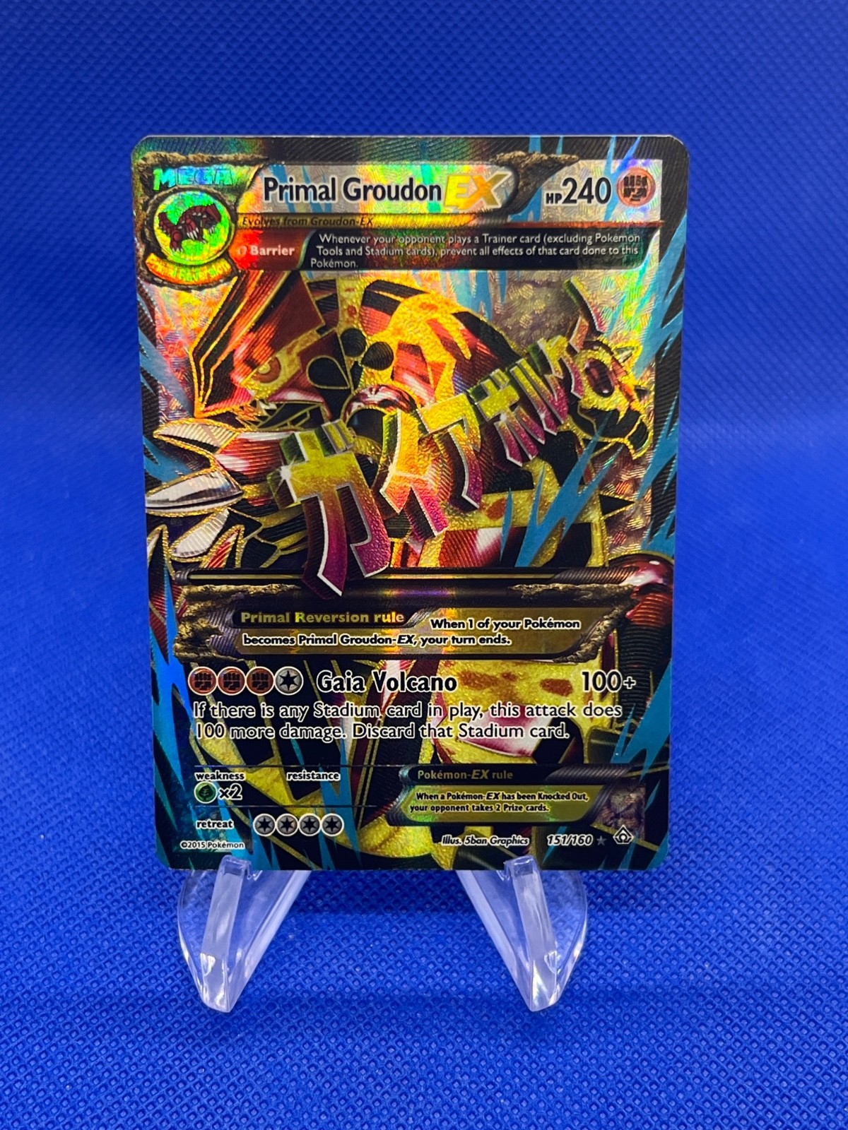 Pokemon XY Primal Clash Primal Groudon EX Omega 151/160 Full Art Ultra Rare MP