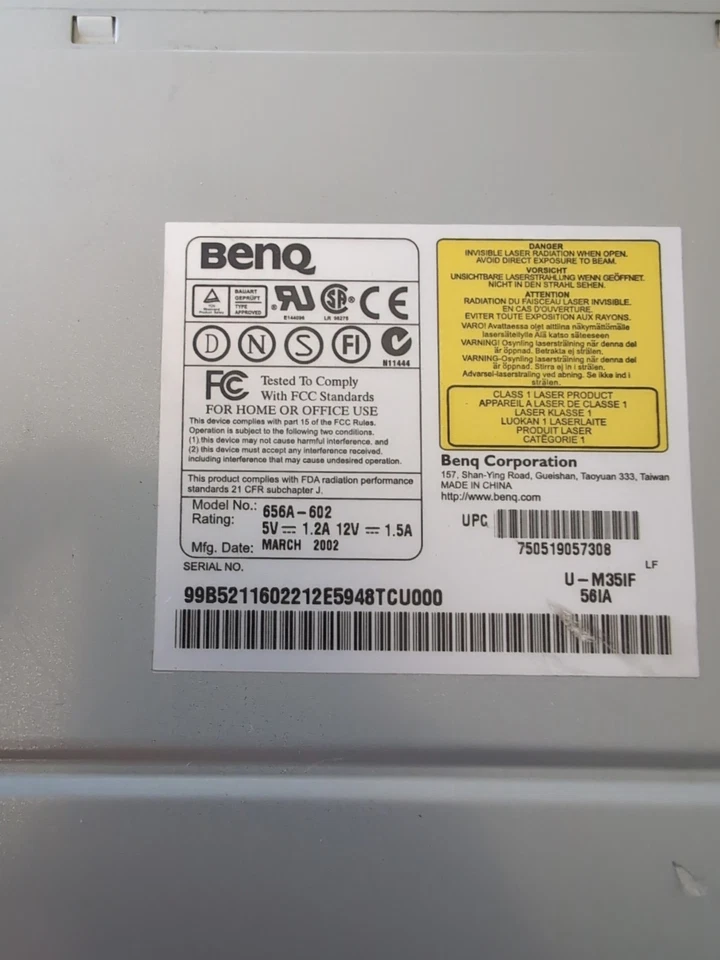 Vintage BENQ 56X IDE CDROM Drive White Bezel 656A-602, U-A35AF-56AI - Image 3 of 4