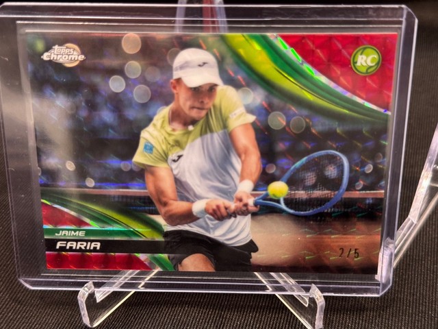 Jaime Faria 2025 Topps Chrome Tennis Red Geometric Refractor #2/5 RC