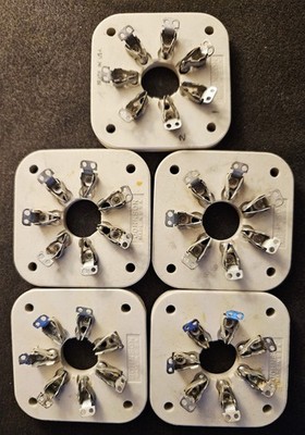 Lot of 5 E.F. Johnson 122-237-100 Ceramic 7-Pin Tube Sockets Septar 813 Used