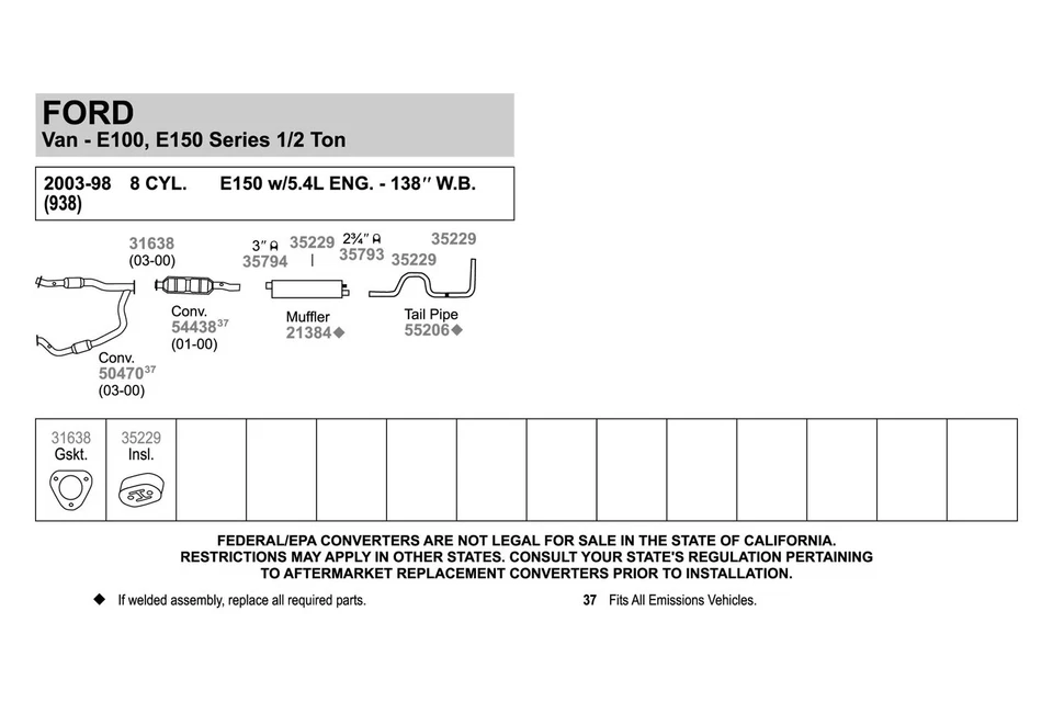 For Ford E-250 03-07 Quiet-Flow Stainless Steel Oval Aluminized Exhaust Muffler Foto 4 de 4