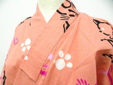 JAPANESE KIMONO YUKATA DUSKY PINK 163cm 5 ft 4 in COTTON FF1150