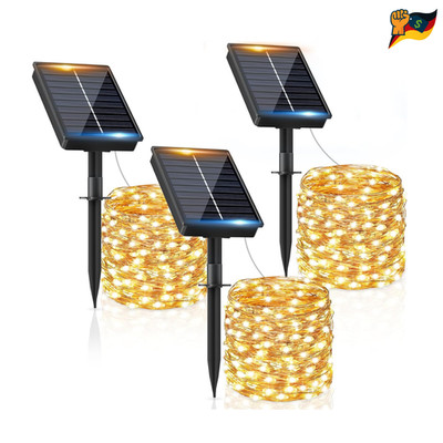 Solar Lichterkette Außen 3x12M 120 LED 8 Modi Wetter