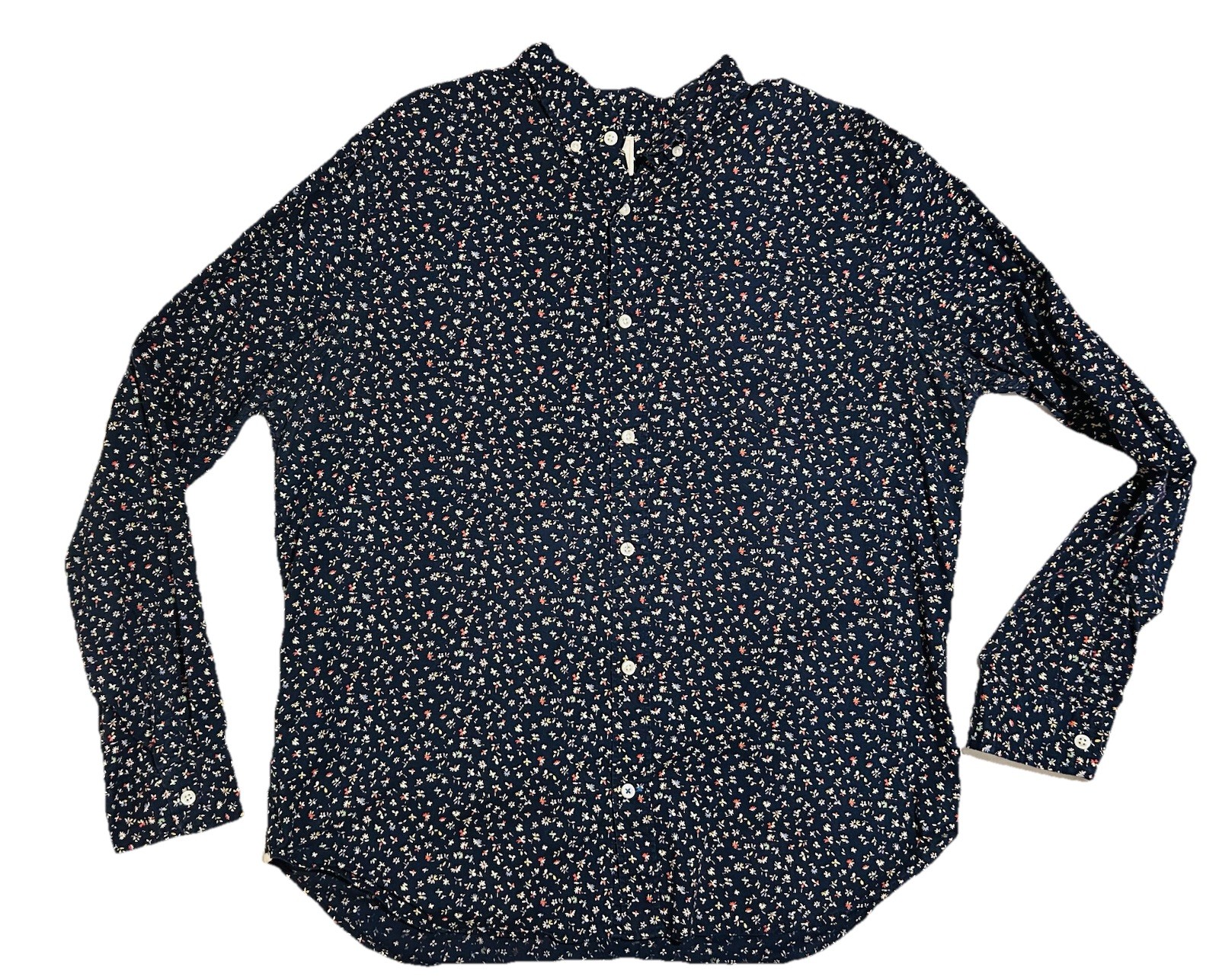Gap Collared Button Down Shirt Lived-In Navy Flor… - image 1