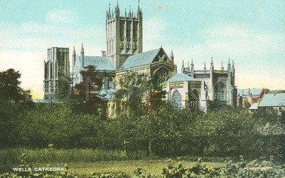 Wells Vintage Postkarte Kathedrale Architektur Wahrzeichen England