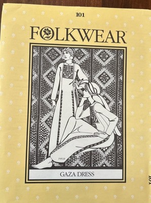 FOLKWEAR Gaza Dress VINTAGE 1982 Pattern 101 Uncut, Embroidery Patterns Included