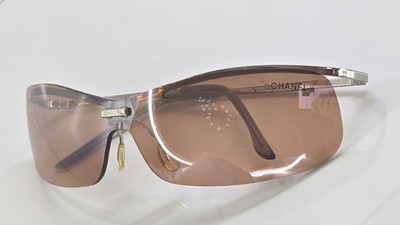 Chanel 4043 Sunglasses Vintage 2000s Rimless Silver/orange Frame
