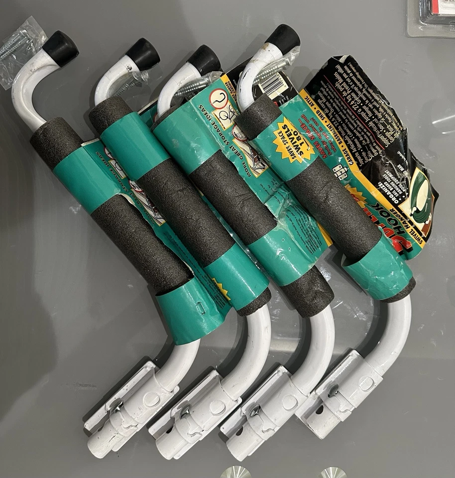 LOTE DE 4 - GANCHO Y PERCHAS GIRATORIAS SUPER CRAWFORD WHITE STEEL - ¡Ideal para bicicletas! Foto 3 de 4