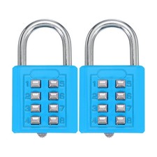 2Pcs Push Button Combination Padlock 8-Digit 4-Position Lock Lake Blue