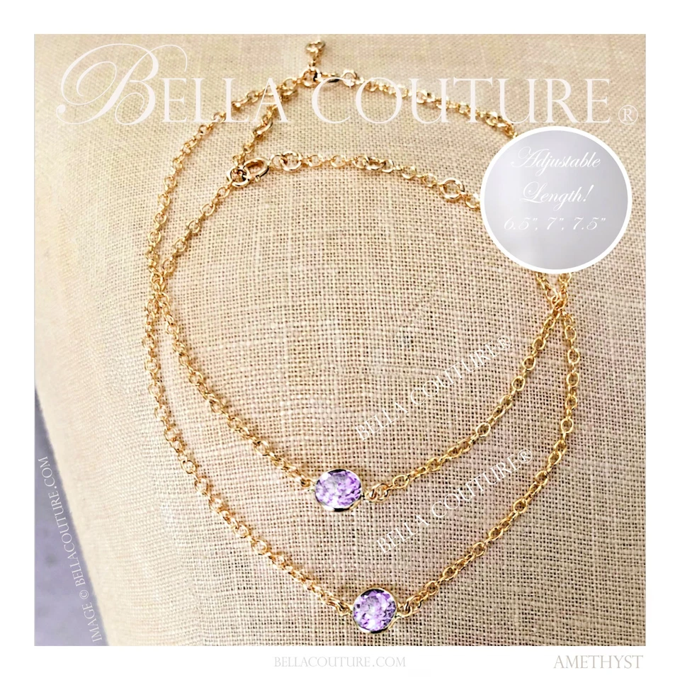 $495 NUEVO BRAZALETE AMATISTA ORO AMARILLO 18K ENCANTO ART DECO COLGANTE 14K AJUSTABLE Foto 3 de 4