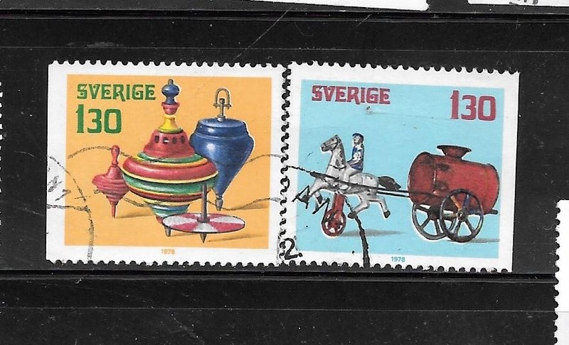 SWEDEN SC#1269-70 1978 XF POSTALLY USED TOYS COMMEMORTIVE BKLT STAMP SET