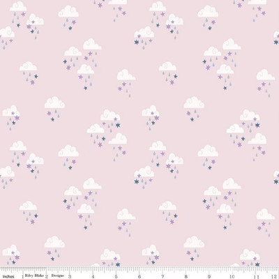 By The Yard~ Twinkle Little Star Clouds PINK, $3.99 Ships ANY Amount Of Fabric