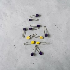 Vtg Cloth Diaper Pins Lot Of 12 Purple  Yellow Safety Pins
