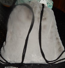 Teddy Tasche Rucksack Beutel hellgrau Plüsch m.schwarzer Kordel*40x40cm*Geschenk