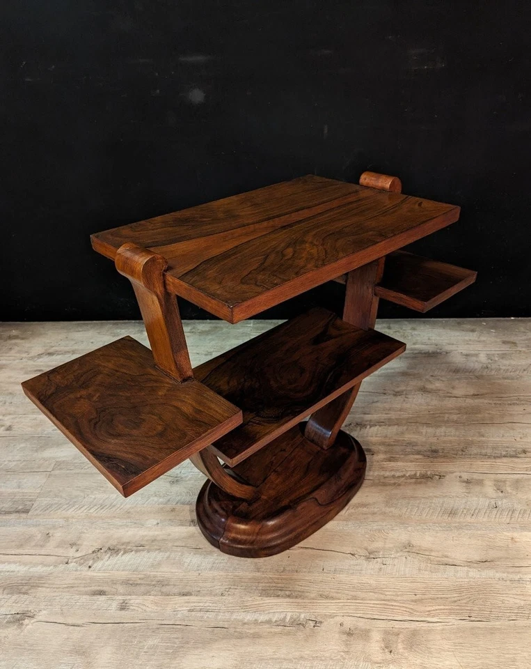 Table d'Appoint En Noyer De l'époque Art Déco - Photo 3/4