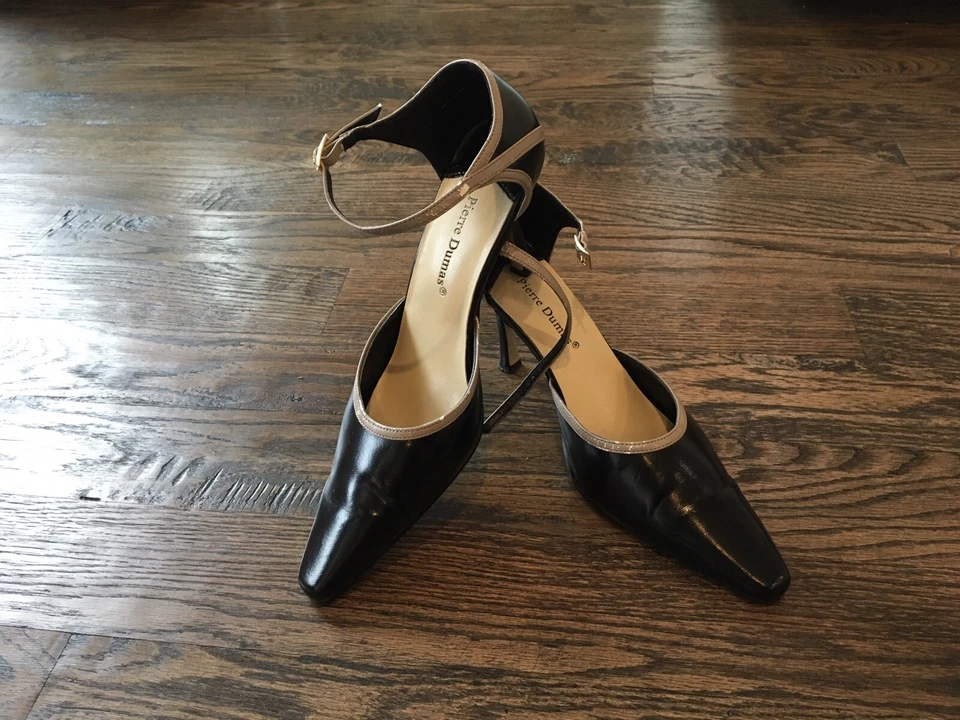 Zapatos Pierre Dumas Negros con Tubería Gris 3 1/2" Slim Hee Talla- 8.5M Foto 4 de 4