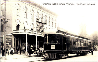Winona Station Warsaw Indiana Streetcar Postcard Trolley Interurban RPPC Reprint