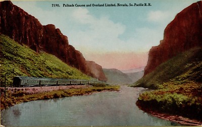 Palisade Canyon & Overland Limited Nevada South Pacific RR Train Postcard B28