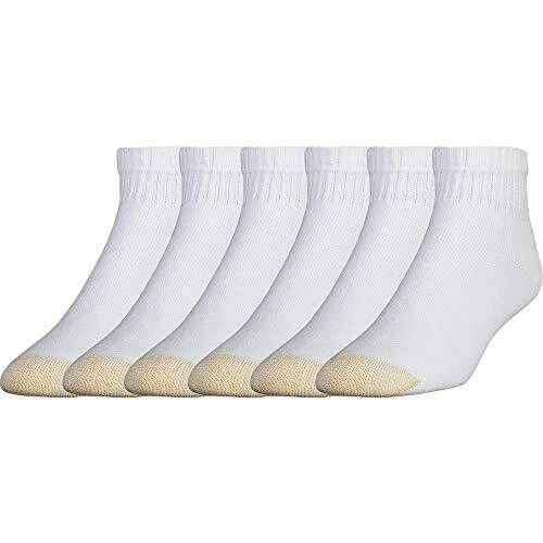 GOLDTOE Mens 656P Cotton Ankle Athletic Socks Multipairs White 6-Pairs Large