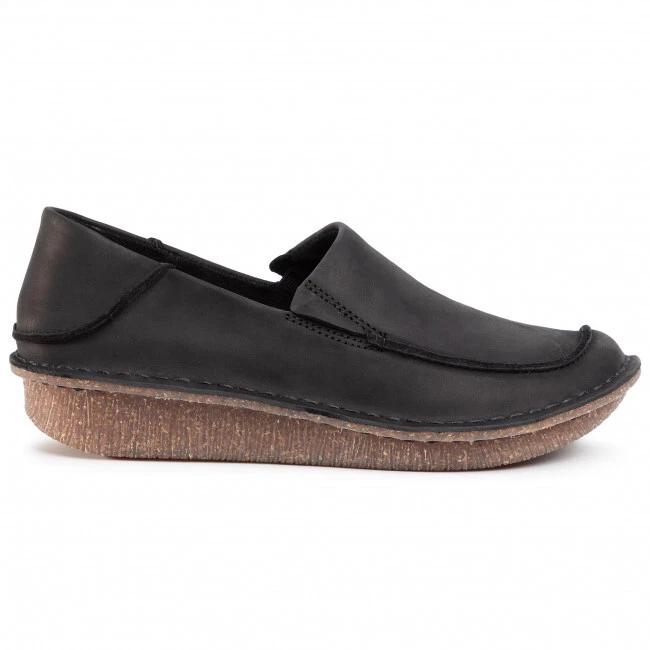 Clarks donna ** Funny Go Black Lea slip on comodo ** UK 5 5 D